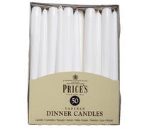 Prices Candles Unwrapped Tapered Dinner Candle, Pack of 50, White