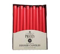 Prices Candles Unwrapped Tapered Dinner Candle Pack of 50 Red 7 Hour Burn Time