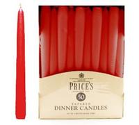 Price's Candles | Unwrapped Tapered Dinner Candles 50-Pack 8 Hours Burn | Red