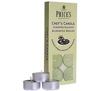 Price's Candles 10 Chef's Tealights Scented Tea Lights with Basil Patchouli and Geranium Fragrance for Kitchen Freshness and Odour Reducing Ambience