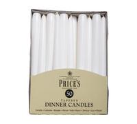 Prices Dinner Candles White 25cm Unscented 50 Bulk Pack 7 Hour Burn Dripless