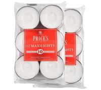 Price's - Maxi Tealights - Pack of 12 - Unscented - 10 Hour Burn Time - Quality White Wax