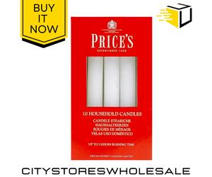 Price's Patent White Household Candles 10 Pack | Long Burn Dinner Candles