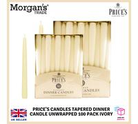Price's Unwrapped Tapered Dinner Candles 8Hours Burn Red, Ivory, White 50Pack x2