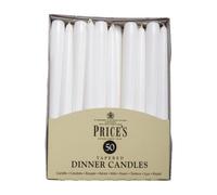 Prices Candles Unwrapped Tapered Dinner Candle, Pack of 50, White