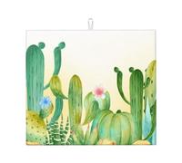 Prickly Pear Cactus, Dish Drying Mat, 18x16 Inch Absorbent Microfiber Quick Dry Machine Washable for Dishes Pots Pans Glassware Coffee Bar Under Rack