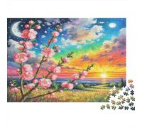 Prickly Plum 1000-piece Jigsaw Puzzles Cardboard Adult Stress Relief Cherry Blossoms at Sunset Mental Stimulation Problem Solving Eco Premium Quality Home Decoration Solo Play 70x50cm/1000pcs