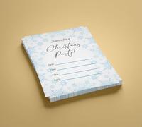 Prickly Products Blue and White Snowflakes Christmas Party Invitation x 12 Pack A5 Party Invites 148mm x 210 mm