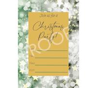 Prickly Products Green, Gold and White Stars Christmas Party Invitations x 12 Pack A5 Party Invites 148mm x 210 mm