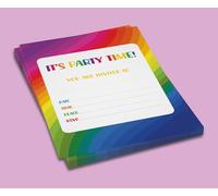 Prickly Products It's Party Time Rainbow Swirl x 10 Pack A5 Birthday Party Invitations 148mm x 210 mm