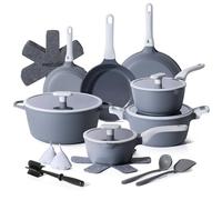PRICUSIS Ceramic Pots and Pans Set Nonstick, 21Pcs Nontoxic Induction Cookware Set, 100% Dishwasher Safe, Stay Cool Handle, Fully Coated, PTFE PFOA & PFAS Free (Blueberry Gray