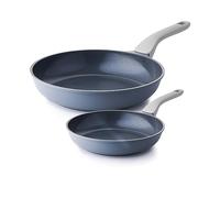 PRICUSIS Nonstick Ceramic Frying Pan Skillet, 8+10 Inch Induction Compatible with Stay Cool Handle, Healthy PTFE PFAS & PFOA Free Omelet Pan, Dishwasher Safe (Blueberry Gray)