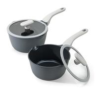 PRICUSIS Nonstick Saucepan Set with Lids, 2QT and 2.7QT Ceramic Sauce Pan Set, Non Toxic Sauce Pots with Pour Spouts for Multipurpose Use, PTFE, PFOA & PFAS Free, Induction Compatible.