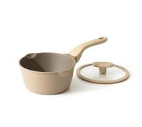 PRICUSIS Nonstick Saucepan with Lid, 2.7 Quart Sauce Pan, Non Toxic Sauce Pot with Pour Spouts for Multipurpose Use, PFOA Free, Induction Compatible, Apricot