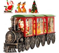 Priddop Snow Globe Christmas Train Santa Reindeer Classic Relief Texture with Timer LED Glitter Christmas Decorations Indoor
