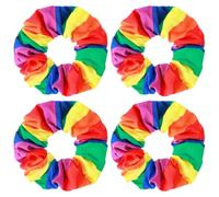 Pride 4 Pcs Rainbow Hair Accessories - Hair Rings, Ties & Elastic Bands for Women & Girls