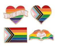 Pride Accessories Pin, 4Pcs Progress Pride Flag Pin/Heart Progress Pride Flag Pin/Love Is Love Pin/Love Pin/Rainbow Lesbian LGBTQ Bisexual Gay Pride Accessories Pin Badge For Pride Parade Celebration