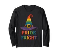 Pride and Fright Rainbow Witch Hat LGBTQ Halloween Long Sleeve T-Shirt