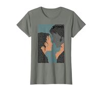 Pride and Prejudice Bookish Mr Darcy & Elizabeth Jane Austen T-Shirt, Women, Olive Heather, Medium