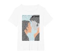 Pride and Prejudice Bookish Mr Darcy & Elizabeth Jane Austen T-Shirt, Women's Plus, White, 2X