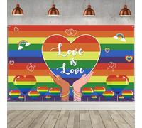 Pride Backdrop Pride Month Backdrop, Hold Your Heart in Your Hand - Love is Love LGBT Rainbow Lesbian Gay Bisexual Transgender Party Background Banner for Parade Decorations Photo Booth Props