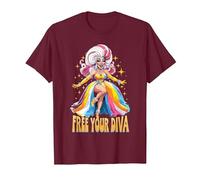 Pride Ballroom Dancing Drag Queen LGBTQ+ Diva T-Shirt, Men, Burgundy, 3X-Large