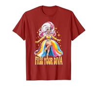 Pride Ballroom Dancing Drag Queen LGBTQ+ Diva T-Shirt, Men, Cranberry Red, 3X-Large
