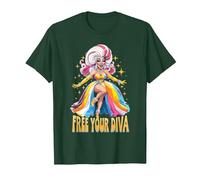 Pride Ballroom Dancing Drag Queen LGBTQ+ Diva T-Shirt, Men, Dark Green, XX-Large