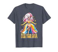 Pride Ballroom Dancing Drag Queen LGBTQ+ Diva T-Shirt, Men, Heather Blue, Medium