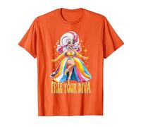 Pride Ballroom Dancing Drag Queen LGBTQ+ Diva T-Shirt, Men, Orange, 3X-Large
