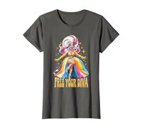 Pride Ballroom Dancing Drag Queen LGBTQ+ Diva T-Shirt, Women, Asphalt Grey, 3X-Large