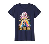 Pride Ballroom Dancing Drag Queen LGBTQ+ Diva T-Shirt, Women, Navy Blue, XX-Large