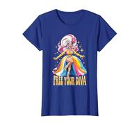 Pride Ballroom Dancing Drag Queen LGBTQ+ Diva T-Shirt, Women, Royal Blue, Medium