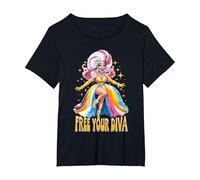 Pride Ballroom Dancing Drag Queen LGBTQ+ Diva T-Shirt, Women's Plus, Black, 3X