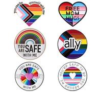 Pride Brooch, Ruikdly 6 Pieces Rainbow Lapel Pins, Rainbow Pride Pins for Sweaters Scarves Dress Bag Jackets Accessory DIY Crafts