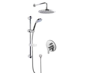 Pride Concealed Round Manual Valve With Multi Function Slide Rail Kit, Arm & Head Shower Bundle - Chrome - Balterley