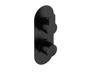 Pride Contemporary Bathroom Concealed Round Twin Thermostatic Shower Valve with Diverter, 215mm, Matt Black - Balterley