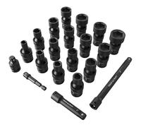 PRIDE&CRAFT 3/8" Drive Universal Impact Swivel Socket Set, 20 Piece Cr-Mo Steel Air Tool Accessories for Automotive & Machinery, 6-Point Universal Joint Socket, Metric,8-24mm,with Extension Bars