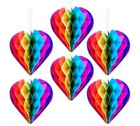Pride Decorations, 6Pcs Rainbow Paper Honeycomb Balls Pride Accessories, Love Heart Hanging Pom Pom Rainbow Honeycomb Decorations for Gay LGBT Party Wedding Supplies (6 inch)