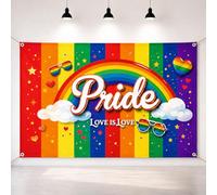 Pride Decorations Backdrop Banner, Pride Month Decorations, Rainbow Pride Month Backdrop, Gay Love is Love Background Banner, Rainbow Photo Booth Background for Gay Prides Party Decoration(6 x 4inch)