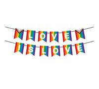 Pride Decorations Bunting Banner,5M Rectangle PE Waterproof Rainbow Bunting with 12 Pride Flags,Love is Love Gay Pride Flags Banner Pride Accessories for Indoor Outdoor Garden Bunting Decorations