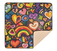 Pride Doodles Large Non-Slip Baby Gym & Activity Mat for Floor Water Resistant Playroom Activity Mat for Baby Kids Toddlers Infants, 50'' x 50''