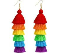 Pride Earrings for Women, Pride Accessories, Rainbow Layered Tassel LGBT Dangle Earrings for Gay Lesbian Jewelry