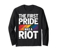 Pride First Was A Riot Vintage Distressed Rainbow Flag Long Sleeve T-Shirt