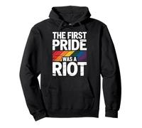 Pride First Was A Riot Vintage Distressed Rainbow Flag Pullover Hoodie