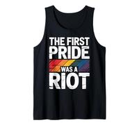 Pride First Was A Riot Vintage Distressed Rainbow Flag Tank Top