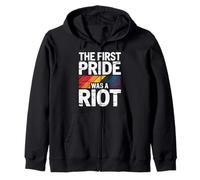 Pride First Was A Riot Vintage Distressed Rainbow Flag Zip Hoodie