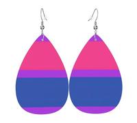 Pride Flag Leather Earring For Women Teardrop Dangle Printed Fashion Accessories Daily Wear Party