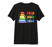 Pride Flag Love LGBTQ Proud Rainbow Cute Cats Free Mum Hugs Premium T-Shirt
