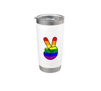 Pride Flag Peace Sign Hand Stainless Steel Insulated Tumbler